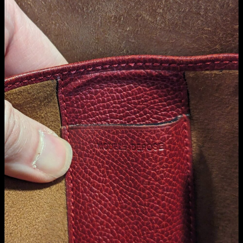 Amazing 1980s DELVAUX Burgundy Red Leather Large Dbl Handle Zip-Up Belgian Purse - Picture 9 of 10